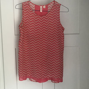 Tacera Pink Chevron Split Back Tank